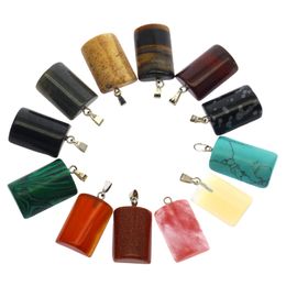 2019 gemstone 12 mixed Colour box packed pendant set natural crystal agate stones fan-shaped pendant wholesale