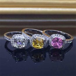 Three colors Lady's S925 Sterling Silver 5a CZ Crystal Stone Wedding Rings Finger Designer-inspired US Size 5,6,7,8,9,10