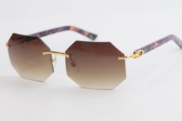 Metal Rimless Adumbral Marble Plank Shield Sunglasses High Quality Glasses gold Designer Mens Women Luxury Sunglasses