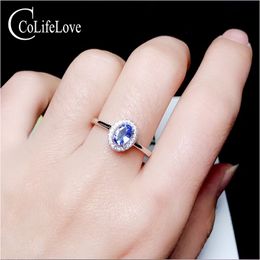 CoLife Jewellery classic 925 silver tanzanite ring for engagement 0.5ct natural tanzanite silver ring sterling silver tanzanite Jewellery