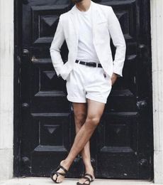 Para hombre blanco de verano de trajes para la con los pantalones cortos 2 Piezas masculino reciente capa la manera diseño de ropa