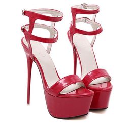 Venda quente-novo ultra alto stiletto salto 16 cm sandálias verão feminino bem com plataforma impermeável sexy salto alto Bomba Sangres Senhoras