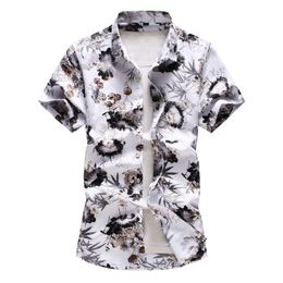 Men's Clothes Turndown Collar Buttons Casual Print Hawaiian Short Sleeve Shirt Top Plus Size Male Beach Holiday Slim Shirts #13