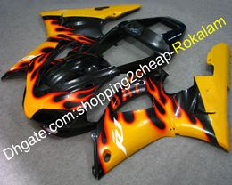 1998 1999 YZFR1 Yellow Flame Black Bodywork Fairings For Yamaha Parts YZF R1 98 99 YZF-R1 YZF1000 Body Work Fairing (Injection molding)