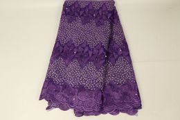 African Purple Laces Fabrics Embroidered Nigerian 3D French Cord Lace Fabric Beaded High-quality African French Net Lace Fabric