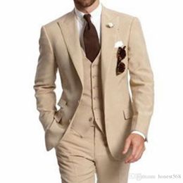 Handsome Two Buttons Groomsmen Peak Lapel Groom Tuxedos Men Suits Wedding/Prom/Dinner Best Man Blazer(Jacket+Pants+Tie+Vest) A285