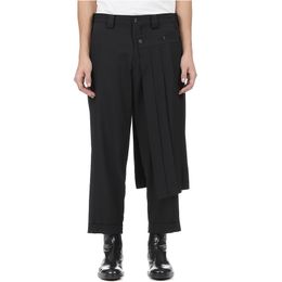 Double men's trouser skirt pants and nine-point tapered bobbin trousers deconstructed vertical cut yohji spring pants S-9XL245Y
