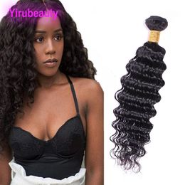 Peruvian Unprocessed Human Hair Extensions Natural Black 10-30inch Deep Wave Curly Virgin Hair Bundles One Piece/lot Hair Wefts