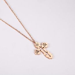 Fashion-ic Jewelry Stainless Steel Cross Pendant Necklace Christian Orthodox Church Necklace Russian Religious Necklaces