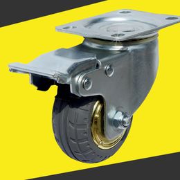 one piece 75mm furniture caster solid rubber Tyre trolley bearing universal mute round small cart medical bed wheel