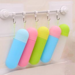 Urijk Travel Portable Toothbrush Box Toothpaste Holder Cup Wash Toothbrush Cartridge Protector Box Bathroom Cosmetic Organizer