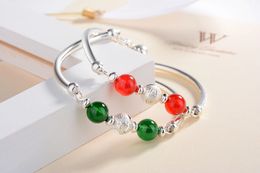 Bracelet Bangle Women Bohemian Silver Bracelets Green Stones Women Luxury Jewelry Wholesale Charm chic Bracelet
