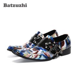 Batzuzhi Rock Men's Shoes Pointed Toe Formal Leather Dress Shoes Buckles Personality Party & Wedding Dress Shoes zapatos de hom
