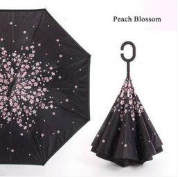 il trasporto libero comercia invertito ombrello antivento inversione / UV Protection donne Capovolto C Maniglia
