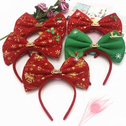 new design christmas big bow hair stick with elk festival hair hoop jewelry gilded fabric with big knot bow xmas holidays party accessories