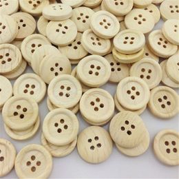 Wholesale 300PCS New 4 hole Round Wood Buttons 20mm Sewing Craft WB27