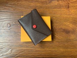 L152 Top quality women original box purses luxury real leather multicolor short wallet Card holder classic zipper pocket designer 226p