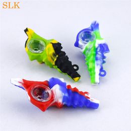 4.7 inch conch shape Short silicone hand pipe smoking tobacco pipe silicone dry herb pipes glass bong water pipes free ship