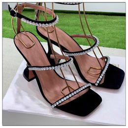 Black Silver Gladiator Sandals Women Cut-outs Summer Shoes Woman Pumps Crystal Decor Sandalias Mujer 2019 New Design High Heels