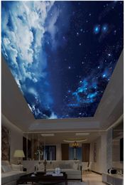 Customized Large 3D photo wallpaper 3d ceiling murals wallpaper Beautiful starry sky blue sky white clouds children's room zenith ceiling