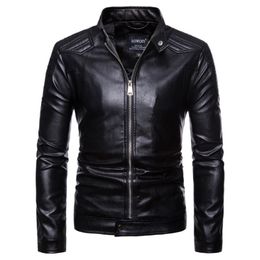 Europe/US size Leather Jacket New Autumn Motorcycle Leather Jacket Men Fashion Biker Coat High quality Faux Male