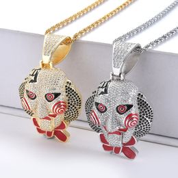 Wholesale-Bling bling CZ Jewellery 69 Cartoon Head Pendant Iced Out Cubic Zircon Necklace Hip Hop gift Jewellery CN068