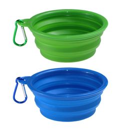 Multicolors Silicone Pet Folding Bowl Retractable Utensils Bowl Puppy Drinking Fountain Portable Outdoor Travel Bowl Carabiner 100
