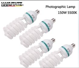Freeshipping 4pcs E27 5500K CFL Photography Lighting Video Bulb Daylight Balanced E27 5500k Energy Saving fluorescent Lamp photo studio