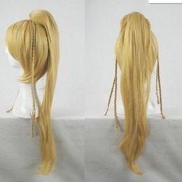 WIG Final Fantasy X 10 Rikku cosplay wig BLONDE Long coser tail party costume hai