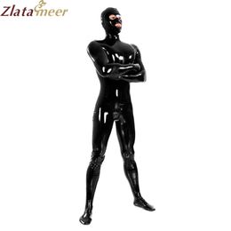 -Trajes de catsuit trajes de tapa completa de látex negro sexy fetiche erótico traje de goma erótico para hombre plus size mono personalizar servicio