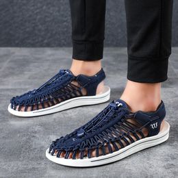 Hot Sale-Mens hand made sandal man casual breathing shoes braid shoes for man zy221