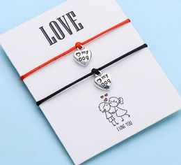 20pcs/10set Letter Love My Dog Charm Bracelet For Women Men Vintage Paw Double Heart Couple Bracelet Customize Gift