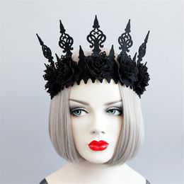 Dark Gothic Wind Headband Black Crown Halloween Witcher Makeup Masquerade Performance Garland Headbands free ship 50