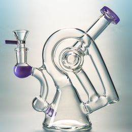 Unique Heady Glass Dab Rigs Sidecar Glass Rig Wax Smoking Hookah Recycler Bong 4mm Thickness 14mm Female Joint Water Pipes With Bong Bowl