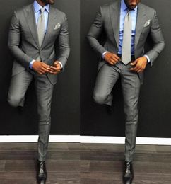 Classy Grey Wedding Mens Suits Slim Fit Bridegroom Tuxedos For Men Two Pieces Groomsmen Suit Cheap Formal Business Jackets With Tie