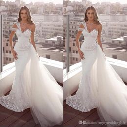 Wedding Newest Lace Dresses Mermaid One Shoulder Backless Bridal Gowns With Tulle Plus Size Beach Garden Customized Vestido De Noiva