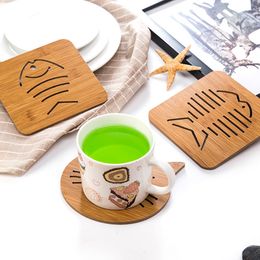 Kitchen Thicken Anti-hot Insulation Mat Tray Pad Cartoon Hollow Wooden Coaster Placemat Anti-skid Pad Mats Bottom With Silicone DH1179
