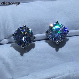 choucong Classic 4 claws earrings 5A zircon Sona cz 925 Sterling silver Wedding Stud Earrings for women men fashion Jewellery