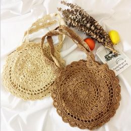 Women Beach Woven Bag Fashion Lady Flower Shaped Hollow Straw Bag Vintage Shoulder Bags Beach Party Handbag Shopping Bags Storage Bag LT1398