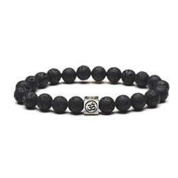 2 Styles Cubic Alloy Charms 8mm Black Lava Stone Beads Bracelet DIY Aromatherapy Essential Oil Perfume Diffuser Yoga Jewellery