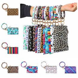 PU Leather Tassels Bangle Wallet Leopard Purse Keychain Bracelet Bag Women Girls Fashion Wristlet Bags HHA1337