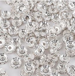 300PCS/lot White AB Crystal Rhinestone Rondelle Spacer Beads DIY 8mm charms For Jewellery Making