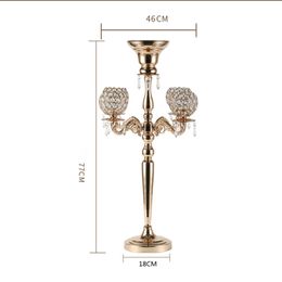 New style Metal glass Candle Holders 5-arms Metal Candelabras Luxury Crystal Candlesticks For Wedding Table Event Centerpieces senyu0329