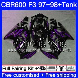 +Tank For HONDA CBR600FS CBR600RR CBR600 F3 1997 1998 Bodys hot Purple flames 290HM.82 CBR 600 F3 FS CBR 600F3 97 98 CBR600F3 97 98 Fairing