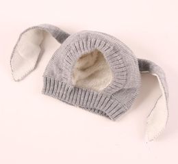 winter fleece warm rabbit ear beanie hat kids inflant double layer wool knit ear warmer cap fashion cute boys girls long ears bunny caps