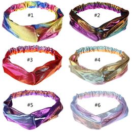 Girls Gradient Rainbow Headbands Metallic Colour Crossed Double Colour Hair Band Twist Headband Face Washing Headwrap Hair Accessories