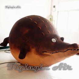 Simulated Inflatable Fat Crocodile Balloon 3m Length Cute Air Blow Up Animal Model Crocodile For Zoo And Park Decoration