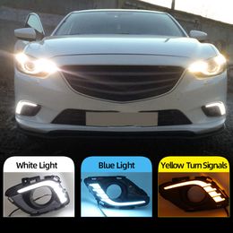 2Pcs for Mazda 6 Atenza 2013 2014 2015 Turning Signal Dimming style relay 12V LED car DRL daytime running lights with fog lamp hole