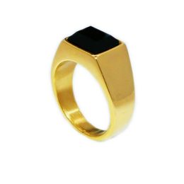 Domineering Hip Hop Men's Obsidian Transfer Ring High Quality Stainless Steel Diamond Ring Wedding Engagement Jewellery
