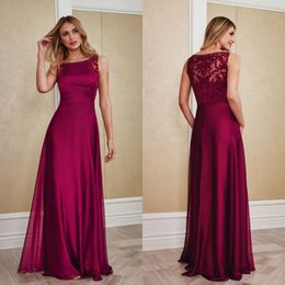 Gorgeous Burgundy Arabic Formal Evening Dresses Sleeveless Floor Length Chiffon Evening Gowns Custom Made Special Evening Dress